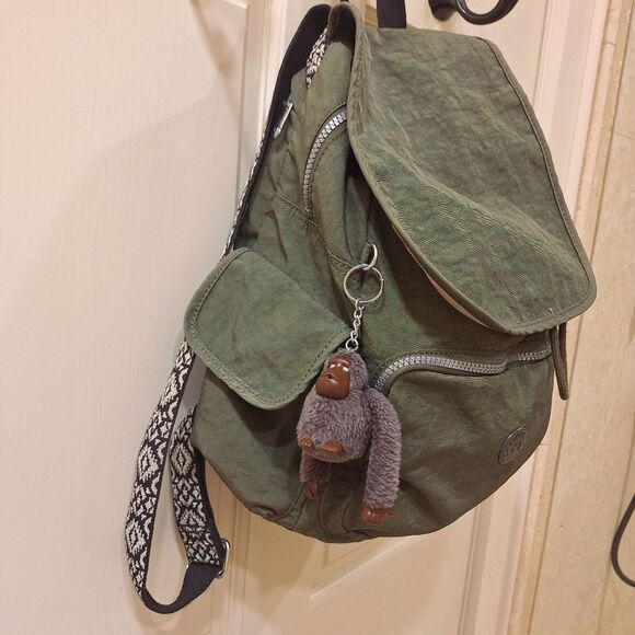 Kipling Ravier Backpack Olive Green With Monkey Plush Charm Unisex main image 5